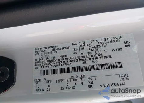 2021 Ford F150 Xl from USA, damaged, VIN 1FTFW1E59MFA77598